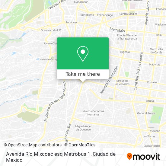 Avenida Río Mixcoac esq Metrobus 1 map