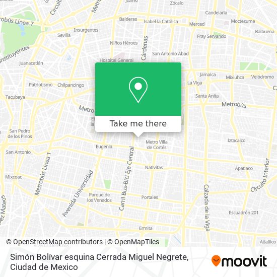 Mapa de Simón Bolívar esquina Cerrada Miguel Negrete