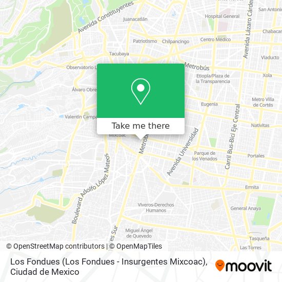 Mapa de Los Fondues (Los Fondues - Insurgentes Mixcoac)