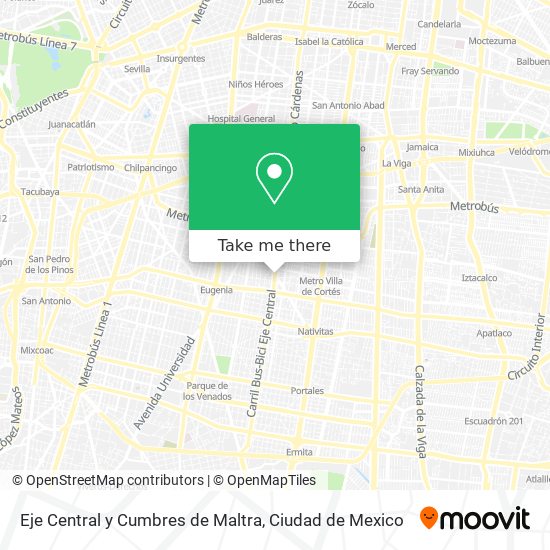 Mapa de Eje Central y Cumbres de Maltra