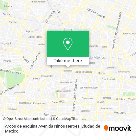 Mapa de Arcos de esquina Avenida Niños Héroes