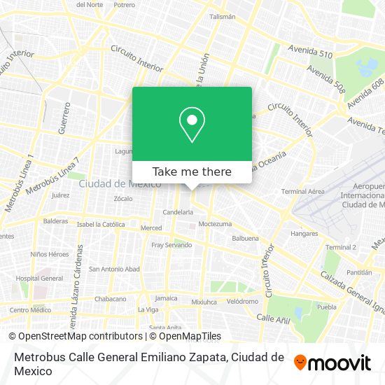 Metrobus Calle General Emiliano Zapata map