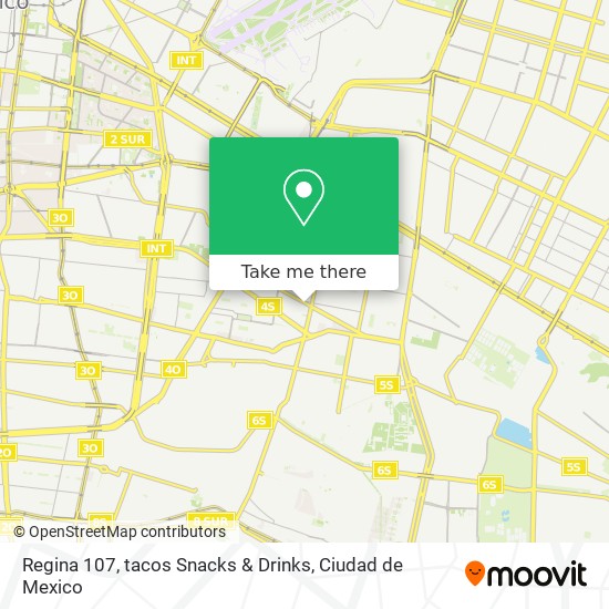 Regina 107, tacos Snacks & Drinks map