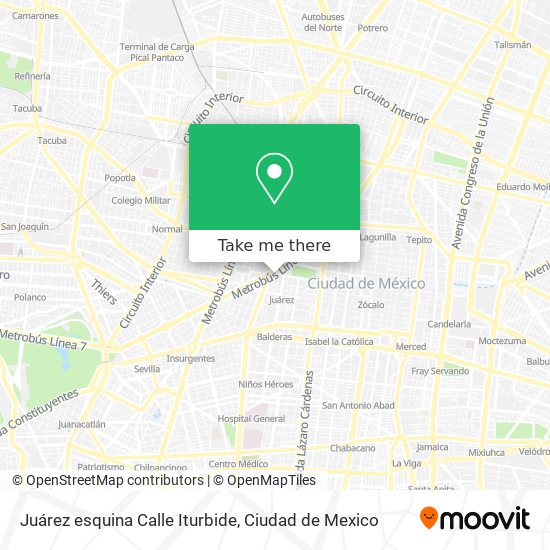 Juárez esquina Calle Iturbide map