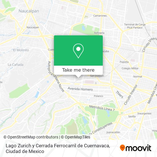 Mapa de Lago Zurich y Cerrada Ferrocarril de Cuernavaca