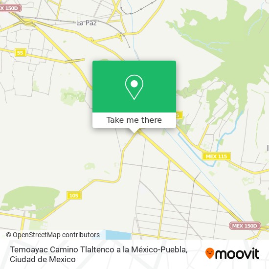 Temoayac Camino Tlaltenco a la México-Puebla map