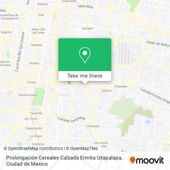 Mapa de Prolongación Cereales Calzada Ermita Iztapalapa