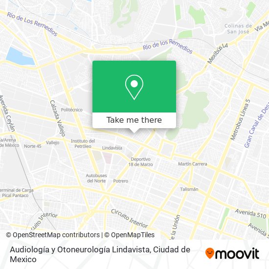 Audiología y Otoneurología Lindavista map