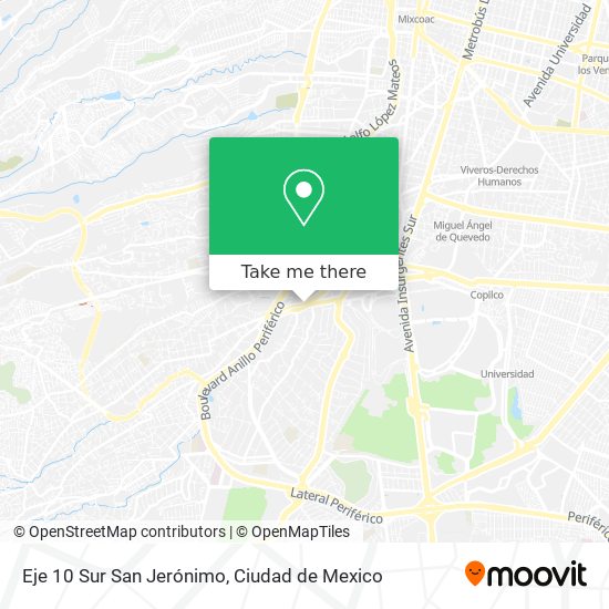 Eje 10 Sur San Jerónimo map