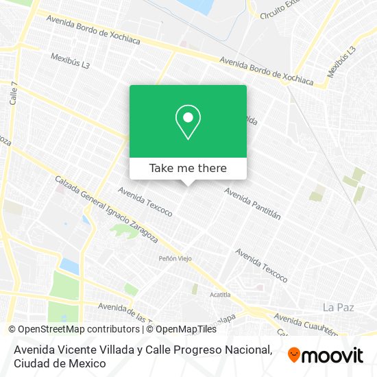 Mapa de Avenida Vicente Villada y Calle Progreso Nacional