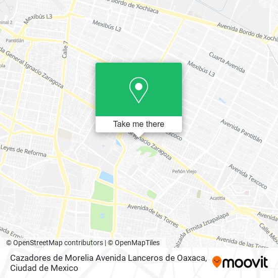 Mapa de Cazadores de Morelia Avenida Lanceros de Oaxaca