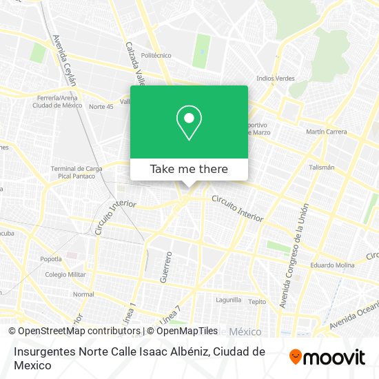 Insurgentes Norte Calle Isaac Albéniz map