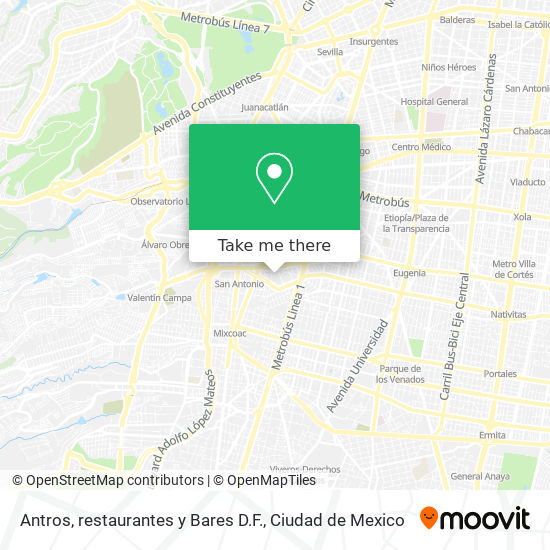 Antros, restaurantes y Bares D.F. map