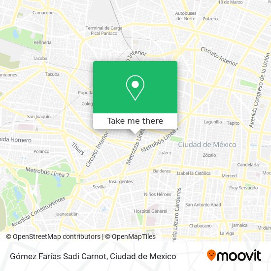 Mapa de Gómez Farías Sadi Carnot