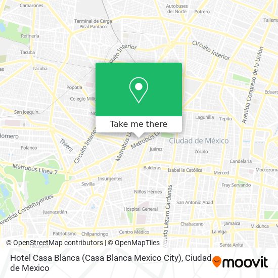 Hotel Casa Blanca (Casa Blanca Mexico City) map