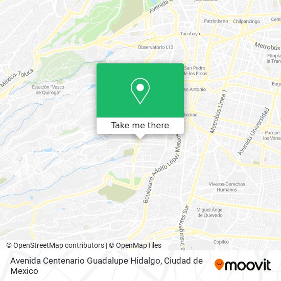 Avenida Centenario Guadalupe Hidalgo map