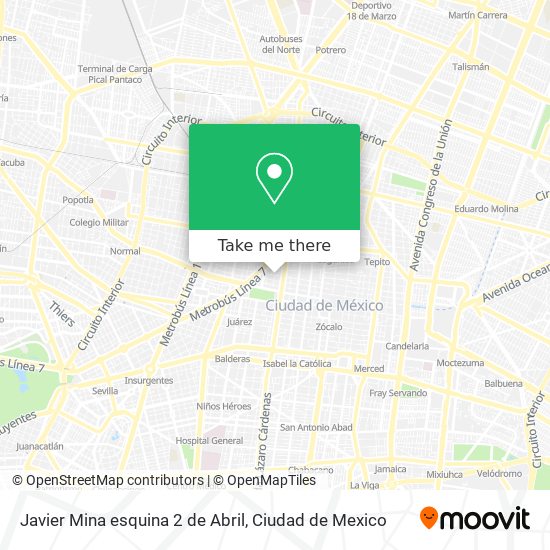 Mapa de Javier Mina esquina 2 de Abril