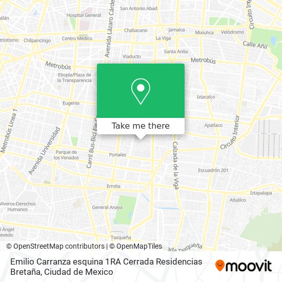 Mapa de Emilio Carranza esquina 1RA Cerrada Residencias Bretaña