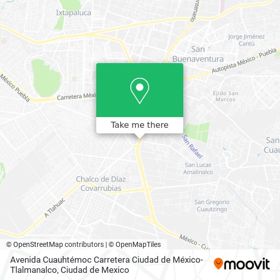 Avenida Cuauhtémoc Carretera Ciudad de México-Tlalmanalco map