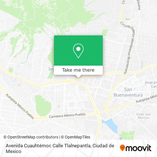 Avenida Cuauhtémoc Calle Tlalnepantla map