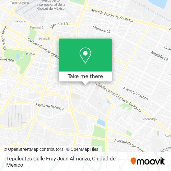 Mapa de Tepalcates Calle Fray Juan Almanza