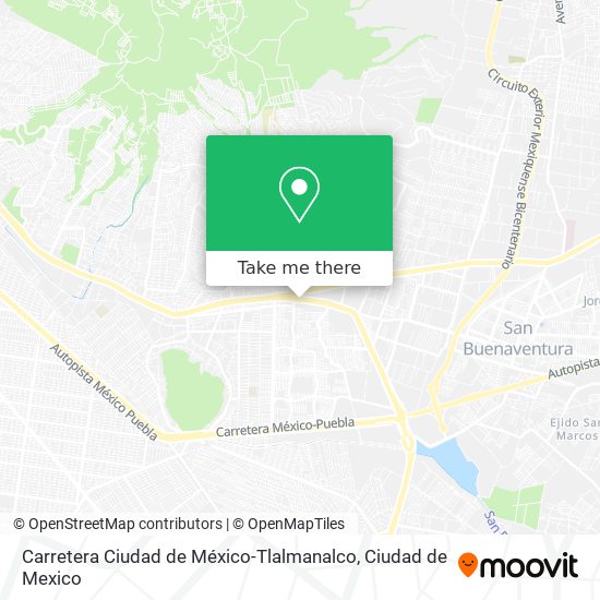 Carretera Ciudad de México-Tlalmanalco map
