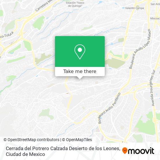 Cerrada del Potrero Calzada Desierto de los Leones map