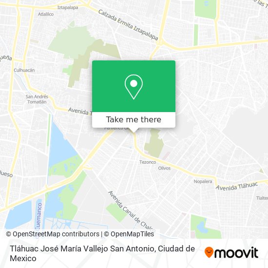 Tláhuac José María Vallejo San Antonio map