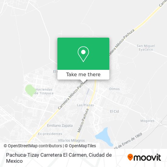 Mapa de Pachuca-Tizay Carretera El Cármen