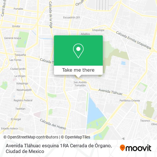 Avenida Tláhuac esquina 1RA Cerrada de Órgano map