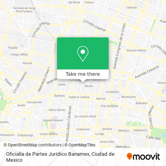 Oficialía de Partes Jurídico Banamex map