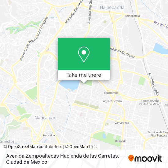 Mapa de Avenida Zempoaltecas Hacienda de las Carretas