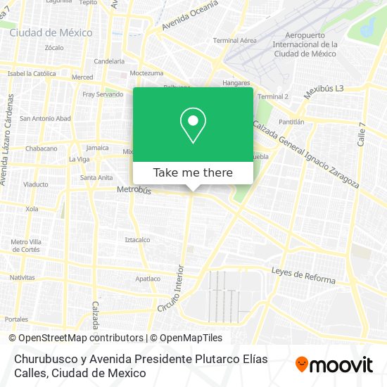 Mapa de Churubusco y Avenida Presidente Plutarco Elías Calles