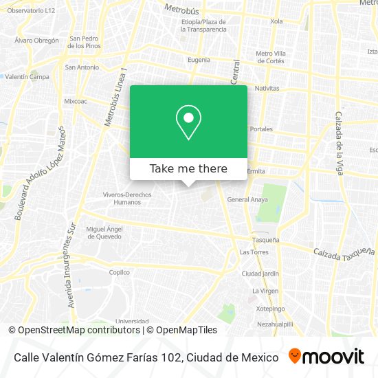 Calle Valentín Gómez Farías 102 map