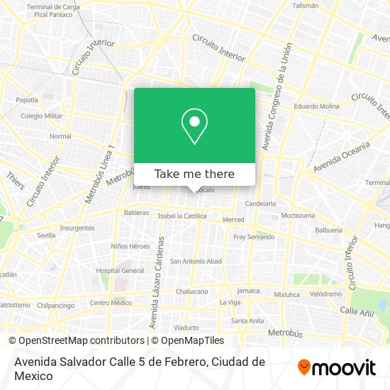 Avenida Salvador Calle 5 de Febrero map