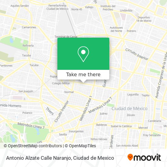 Antonio Alzate Calle Naranjo map