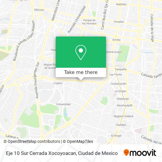 Eje 10 Sur Cerrada Xocoyoacan map