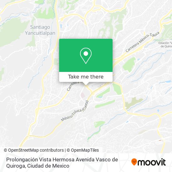 Prolongación Vista Hermosa Avenida Vasco de Quiroga map