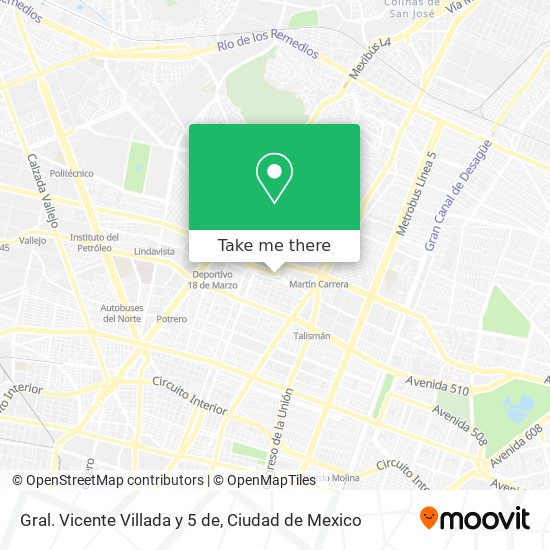Mapa de Gral. Vicente Villada y 5 de