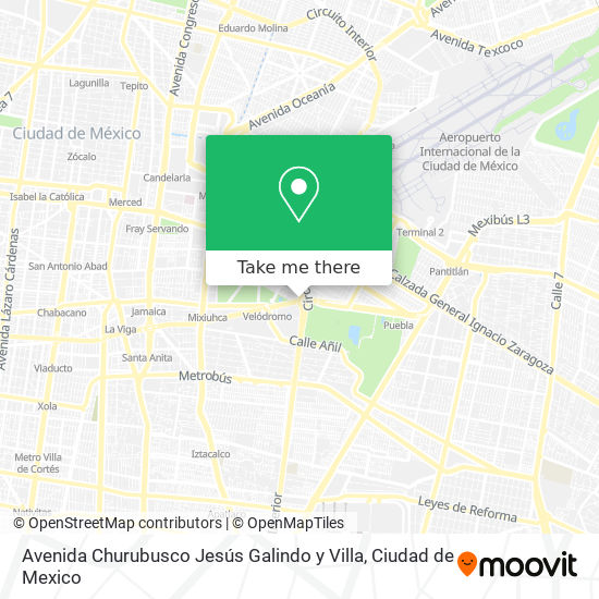 Avenida Churubusco Jesús Galindo y Villa map