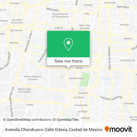 Avenida Churubusco Calle Odesa map