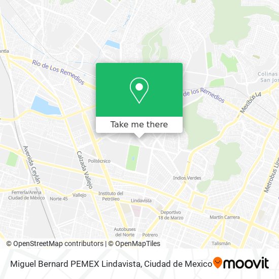 Miguel Bernard PEMEX Lindavista map