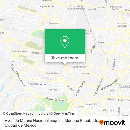 Mapa de Avenida Marina Nacional esquina Mariano Escobedo