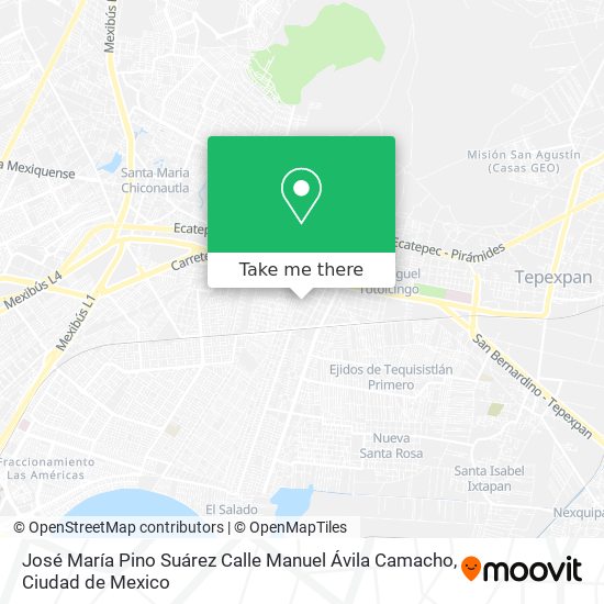 Mapa de José María Pino Suárez Calle Manuel Ávila Camacho