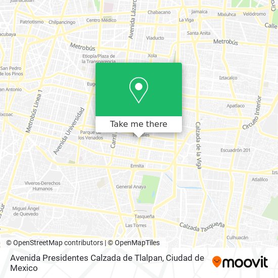 Avenida Presidentes Calzada de Tlalpan map