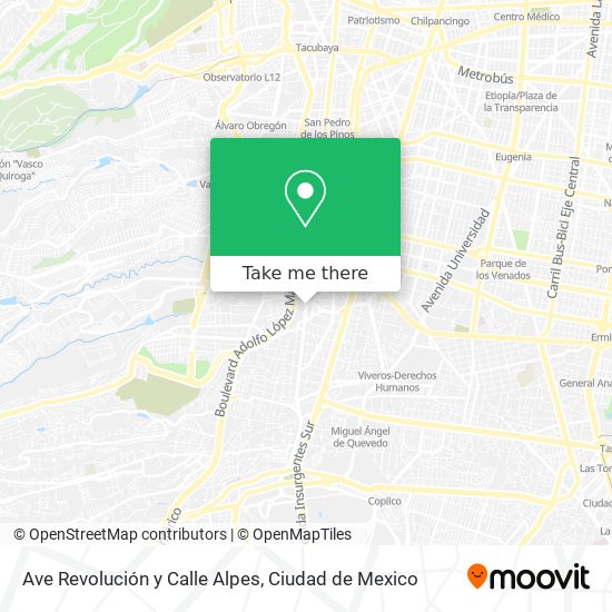 Mapa de Ave Revolución y Calle Alpes
