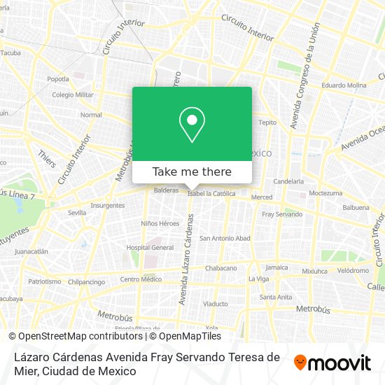 Lázaro Cárdenas Avenida Fray Servando Teresa de Mier map