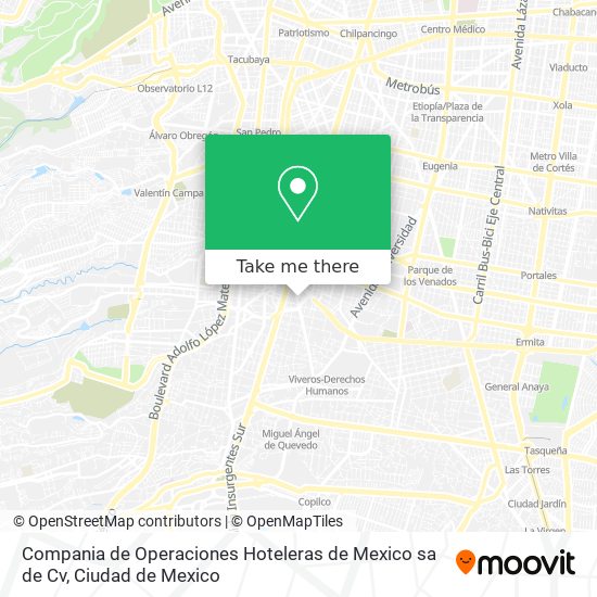 Mapa de Compania de Operaciones Hoteleras de Mexico sa de Cv