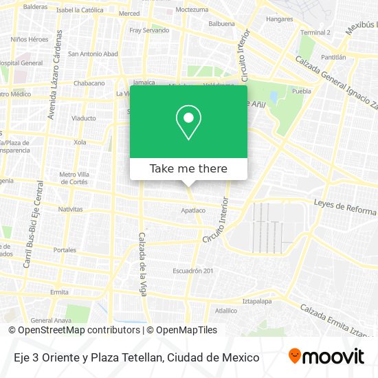 Eje 3 Oriente y Plaza Tetellan map