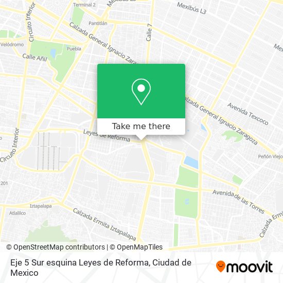 Eje 5 Sur esquina Leyes de Reforma map